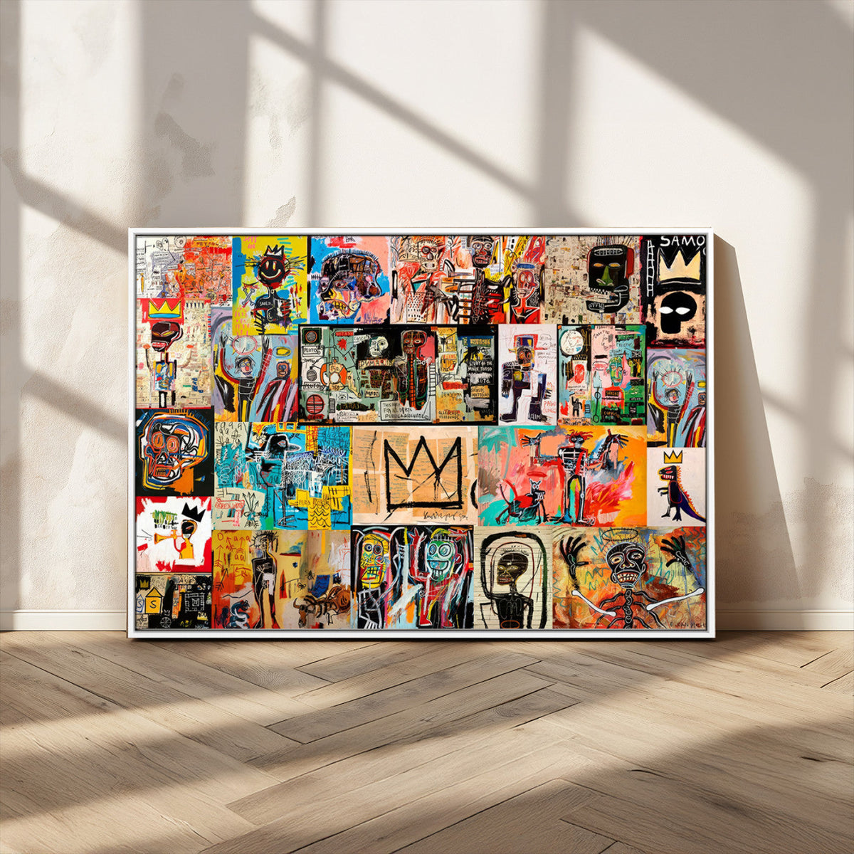Abstract Art Collage Wall Art Canvas Print, Urban Graffiti Style