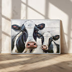 Vintage Baby and Mom Cattle Wall Art Canvas Print