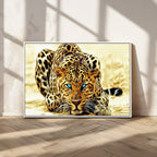 Blue-Eyed Leopard Canvas Wall Art, Framed Animal Print, Fierce and Bold Decor for Living Rooms