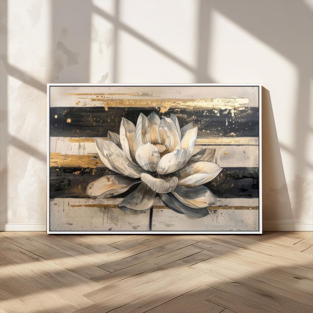 Lotus Flower Wall Art | Framed Abstract Floral Canvas