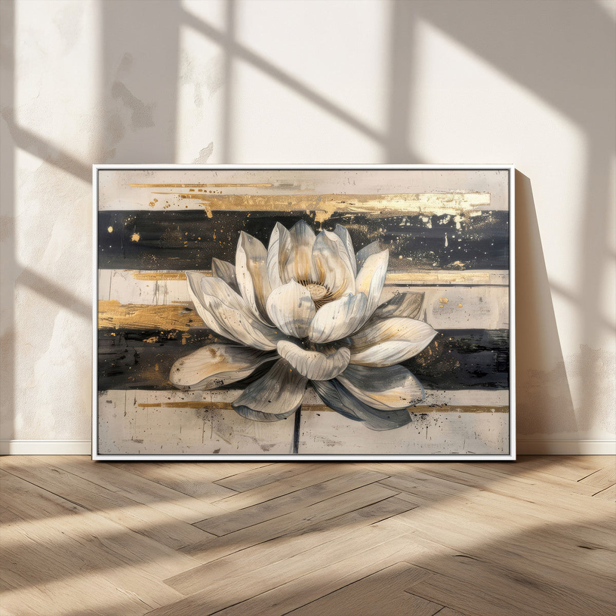 Lotus Flower Wall Art | Framed Abstract Floral Canvas