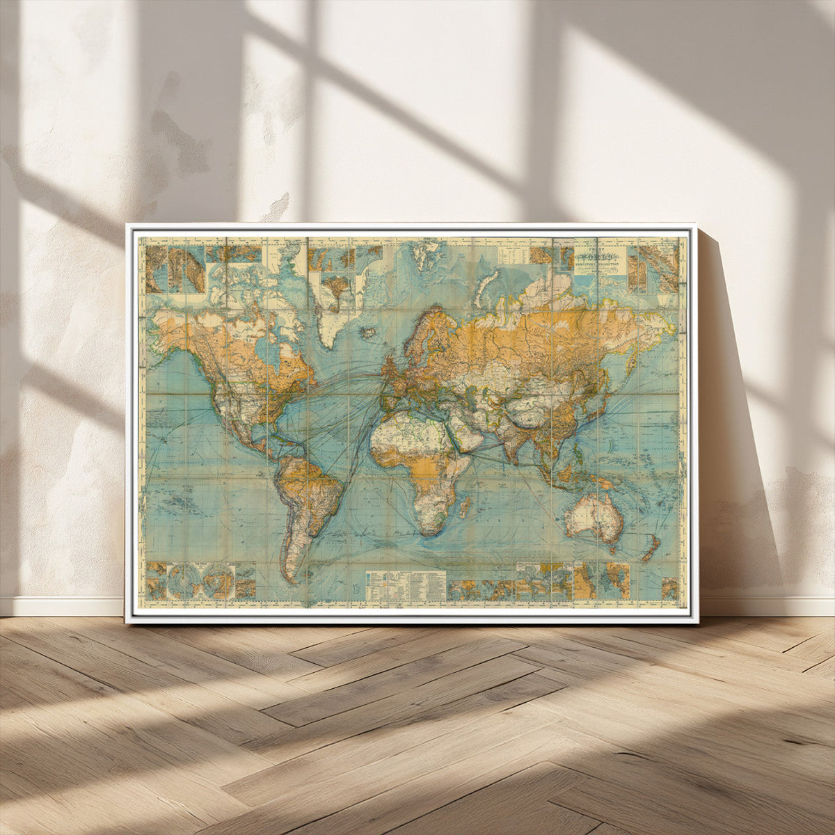 Push Pin World Map Canvas Print | Travel Tracker Wall Art for Couples