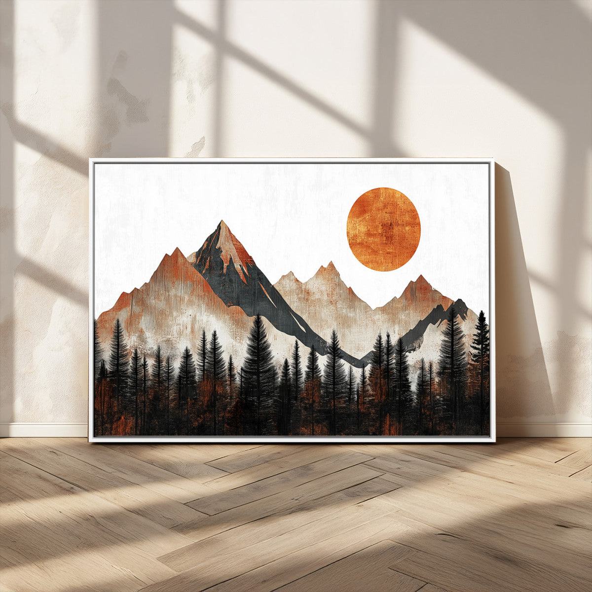 Modern Abstract Mountain Canvas Wall Art Print