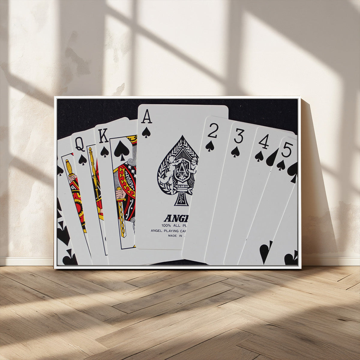 Poker Wall Art - Playing Cards Canvas Wall Art Print - Ace of Spades and Royal Flush Design