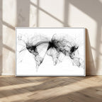 Abstract World Map Wall Art | Framed Geometric Line Canvas