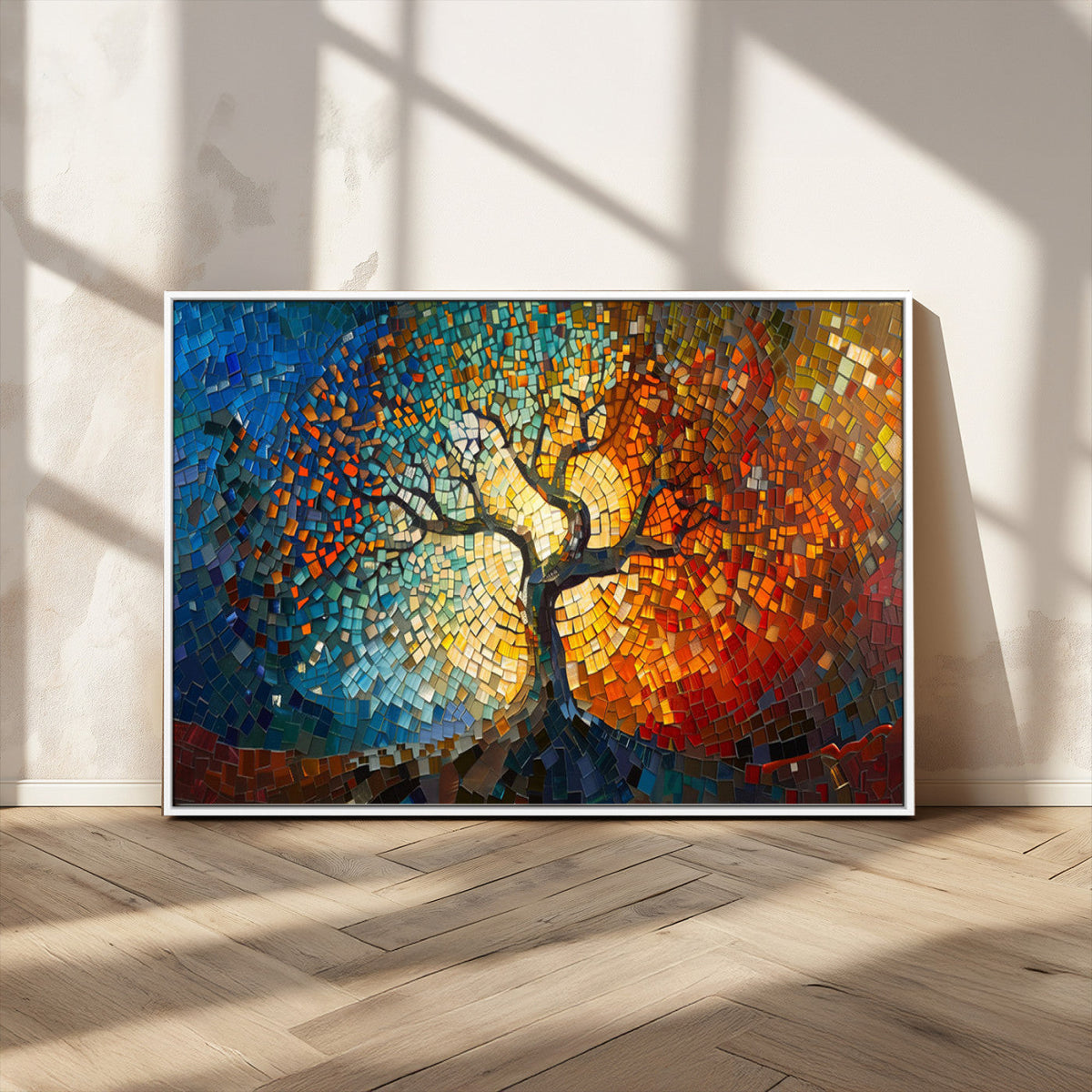 Yggdrasil Tree of Life Mosaic Stained Glass Wall Art Canvas Print