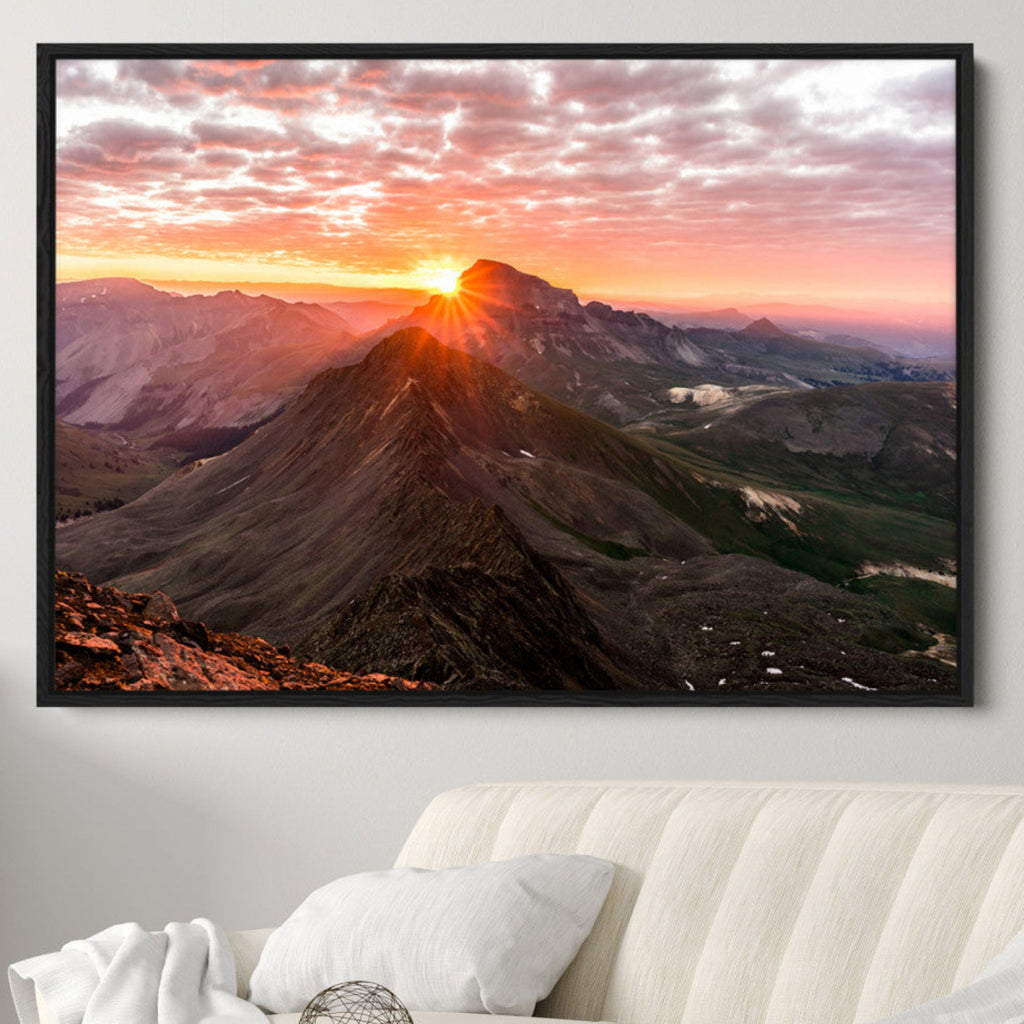 Mountain Sunrise Wall Art Canvas Print | Alpine Ridge Morning Light