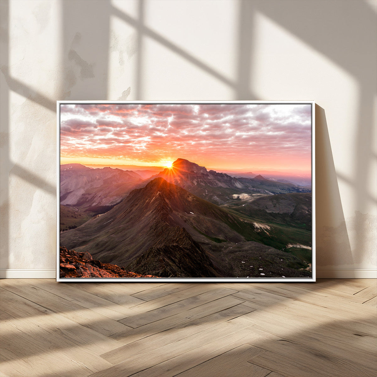 Mountain Sunrise Wall Art | Framed Alpine Ridge Canvas