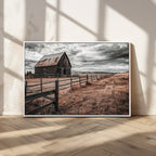 Rustic Barn Wall Art Canvas Print, Framed Moody Field Scene