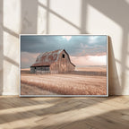 Rustic Barn Wall Art Canvas Print, Framed Wheat Field Scene