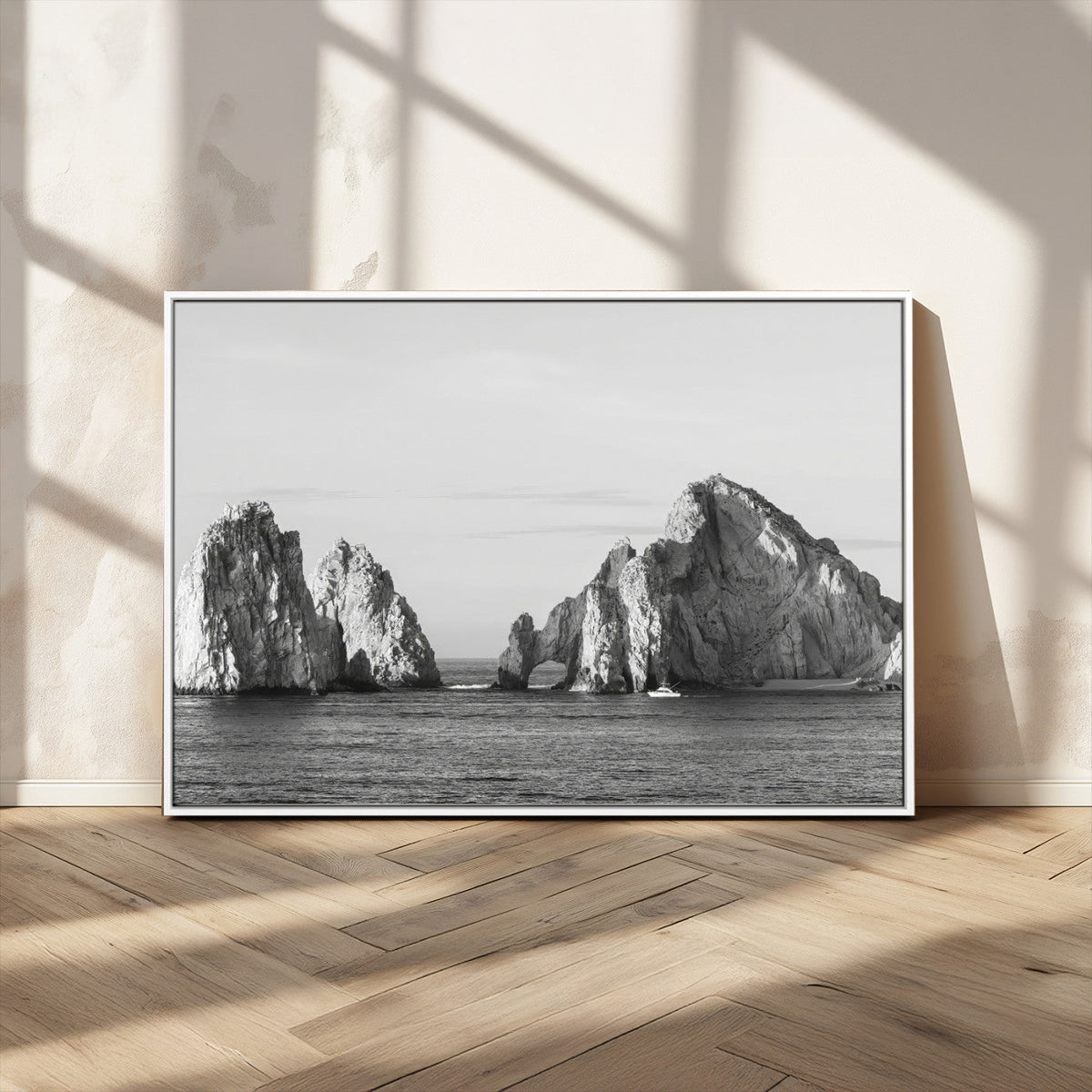 Coastal Wall Art | Framed Black White Ocean Canvas Artwork