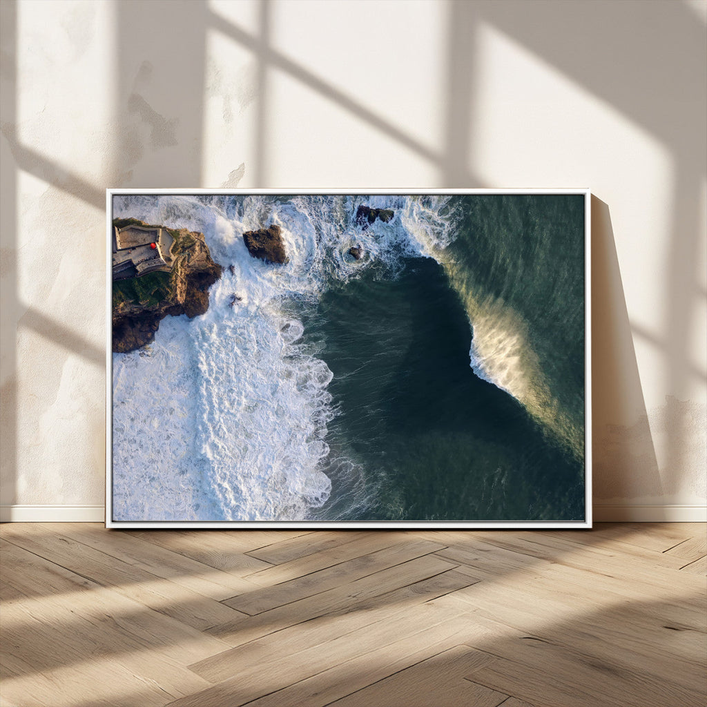 Ocean Wave Wall Art | Aerial Coastal View Canvas Artwork