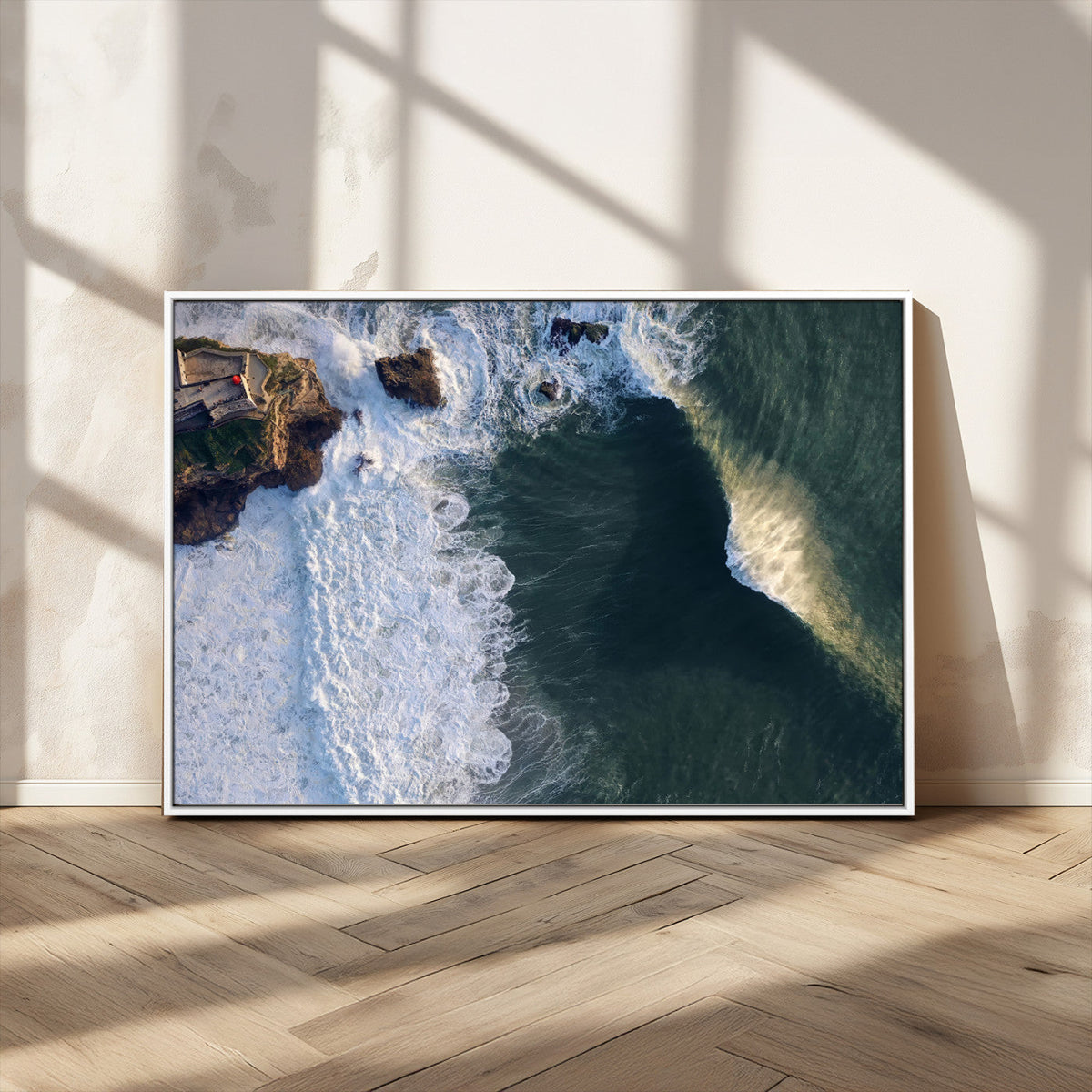 Ocean Wave Wall Art | Aerial Coastal View Canvas Artwork