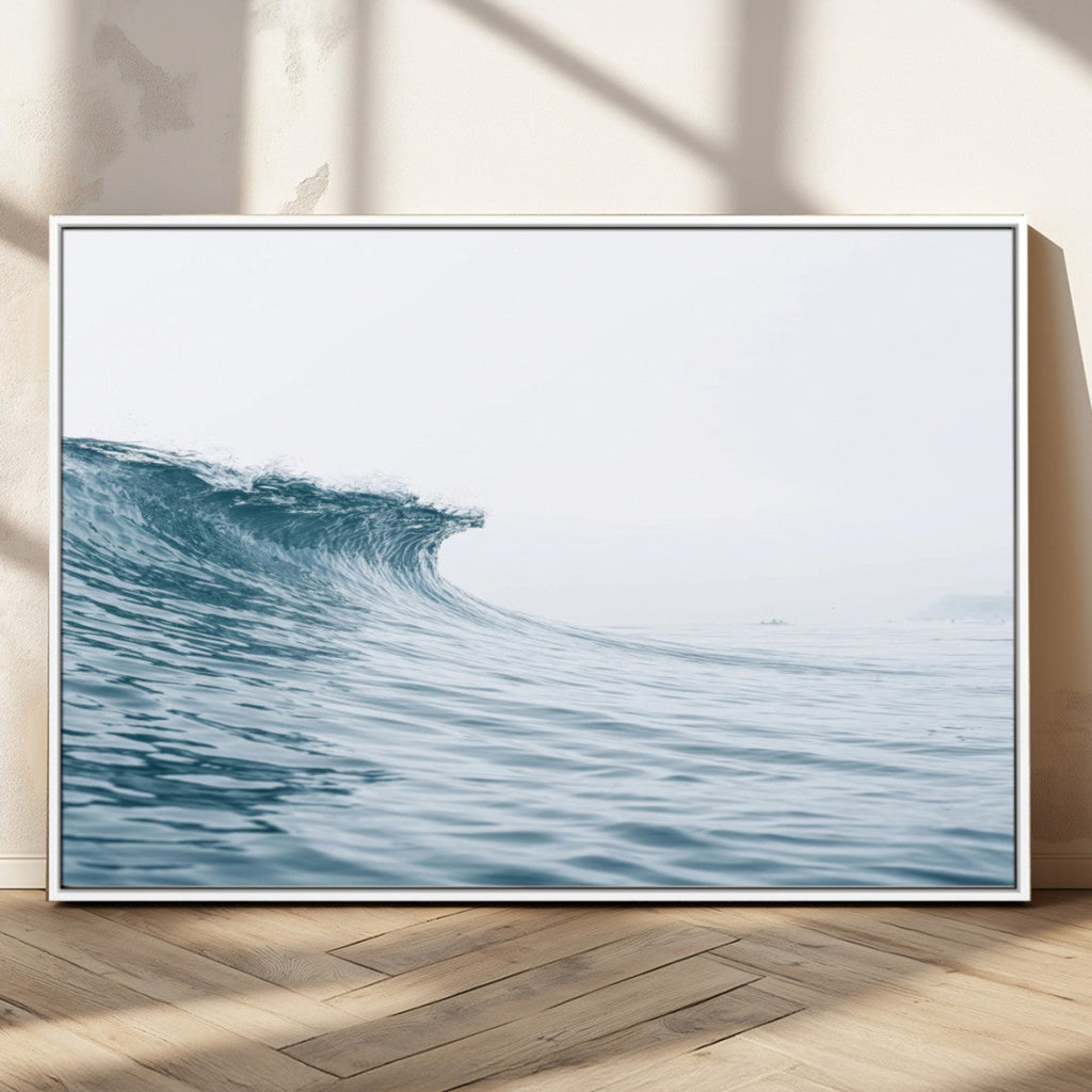Ocean Wave Wall Art Canvas Print, Framed Coastal Decor Art, Modern Minimalist Ocean