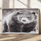 Grizzly Bear Wall Art Canvas Print, Framed Rustic Lodge Art, Wildlife Photography