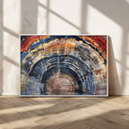 Tree Rings Wall Art Canvas Print, Framed Petrified Wood Art, Modern Rustic Decor