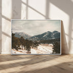 Mountain Landscape Wall Art Canvas Print, Framed Snowy Peaks Alpine Winter