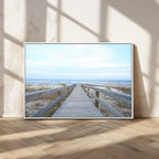 Beach Boardwalk Wall Art Canvas Print, Framed Coastal Serenity Ocean View