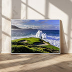 Ocean Waves Crashing Wall Art Canvas Print, Dramatic Rocky Coastline Near a Golf Course