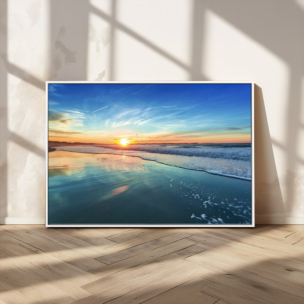 Blue Sky and Beach Wall Art Canvas Print