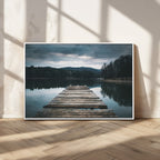 Wooden Bridge Near Lake Wall Art Canvas Print
