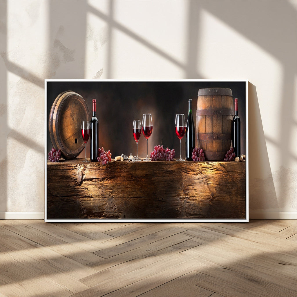 Wine and Barrels Wall Art Canvas Print