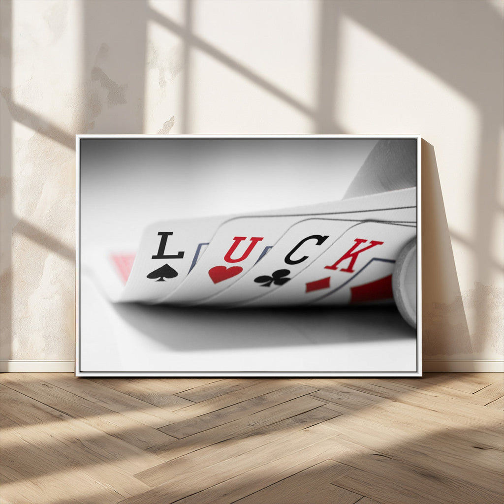 Framed Lucky Poker Cards Canvas | Modern Triptych Wall Art for Game Rooms