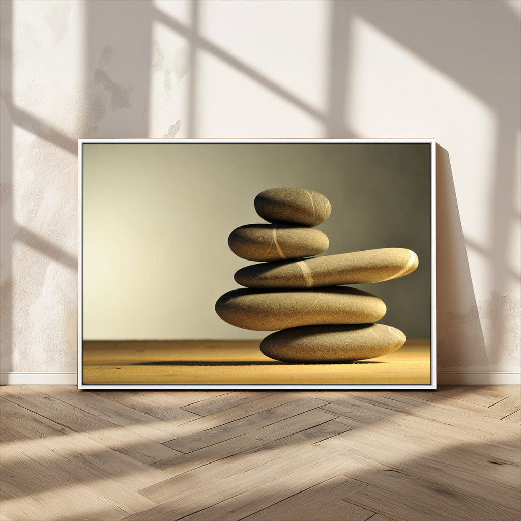 Fluvial Zen Stones Canvas Wall Art Print