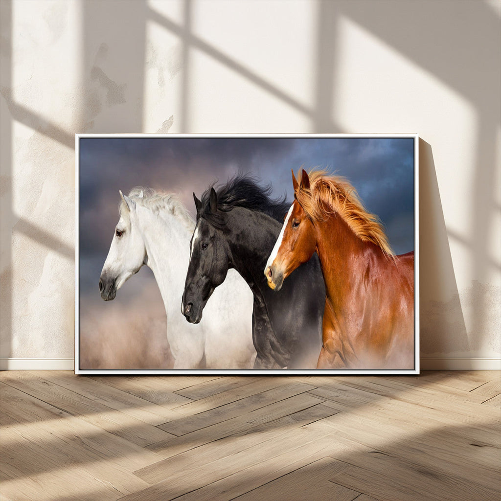 Animal Wall Art Three Horses Farmhouse Art Canvas Print