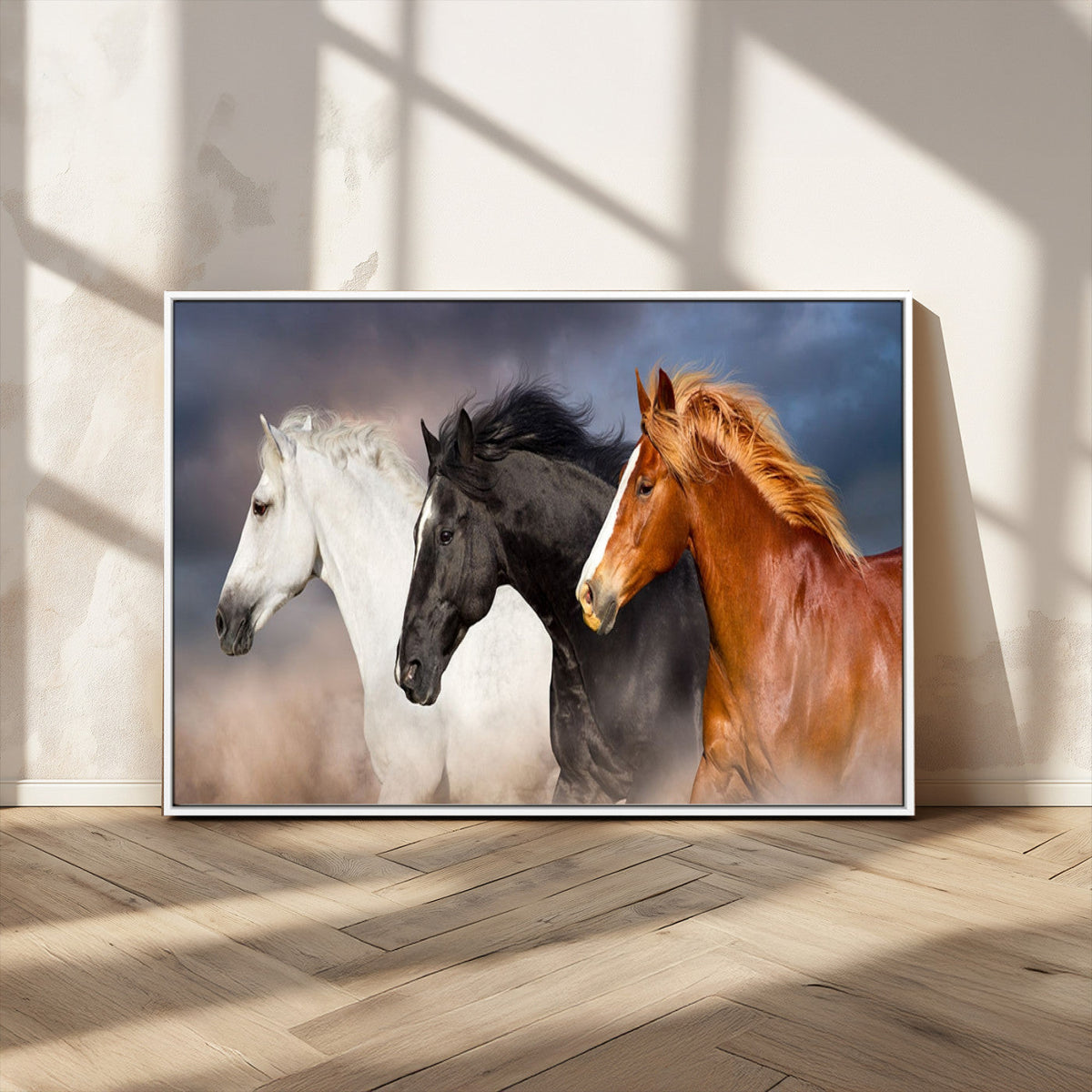 Animal Wall Art Three Horses Farmhouse Art Canvas Print