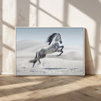 Prancing Horse Desert Large Wall Art Canvas Print, Majestic Horse Animal Artwork