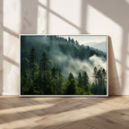 Misty Forest Wall Art Premium Canvas Print, Foggy and Serene Atmosphere