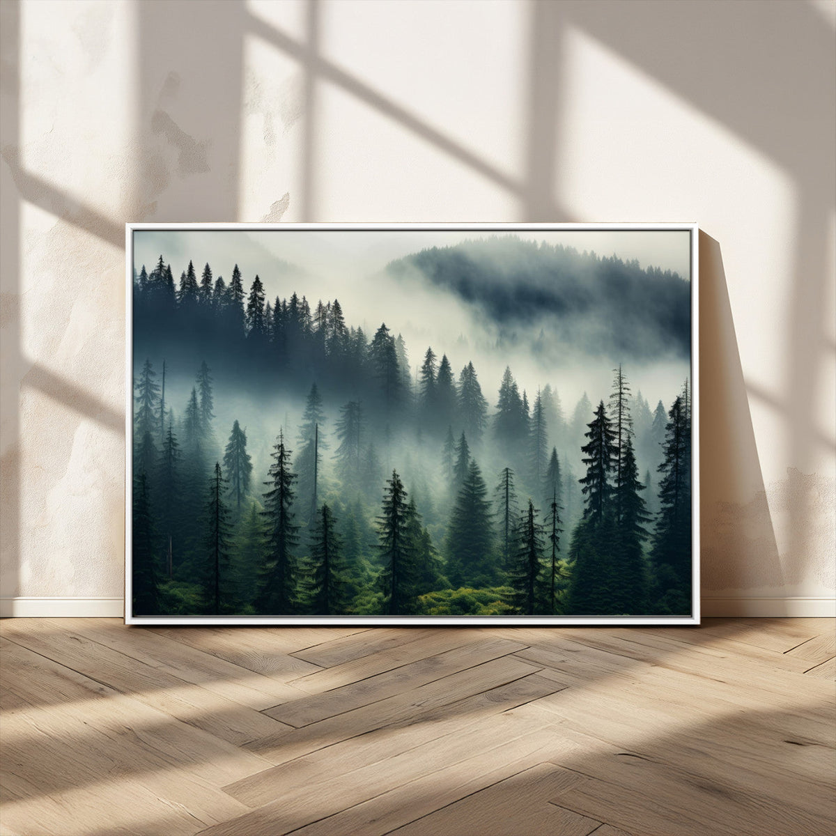 Captivating Misty Forest Wall Art, Foggy and Serene Atmosphere Canvas Print