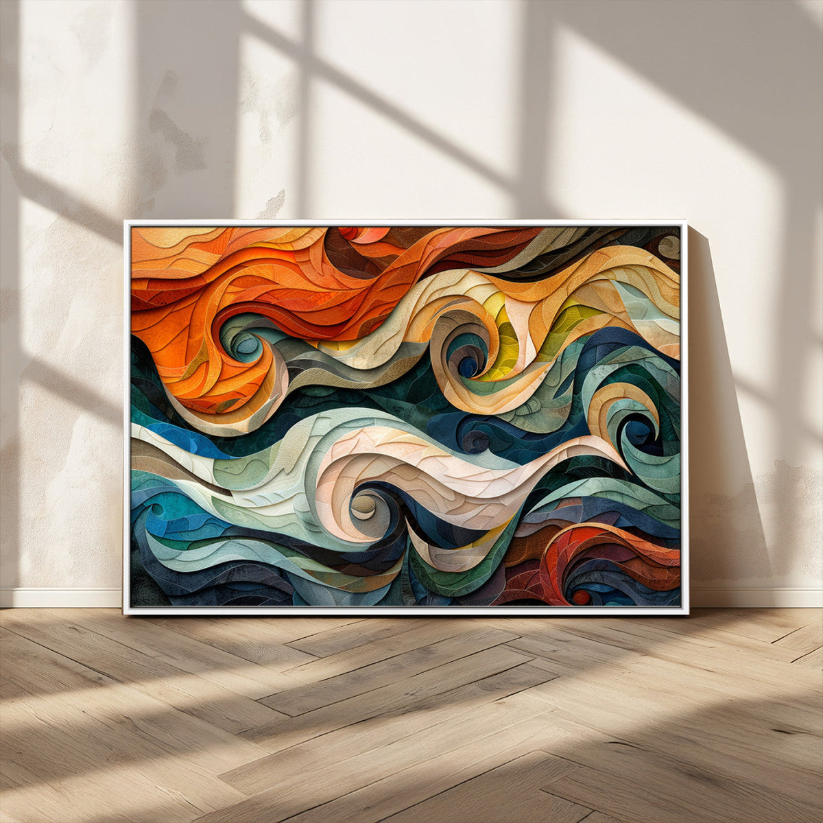 Abstract Wave Wall Art, Ready to Hang Framed Canvas Print | Extra Large 3 Piece Canvas Wall Art