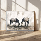 Chinese Ink Style Vintage Horses Wall Art Canvas Print