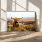 Scottish Highland Cow Canvas Wall Art, Rustic Farmhouse Decor