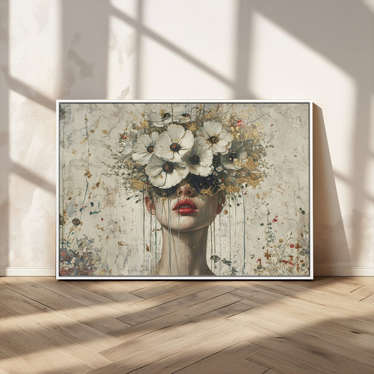 Abstract Floral Women Pastel Wall Art Canvas Print