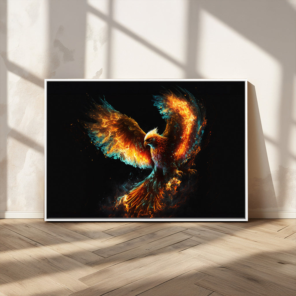 Fiery Phoenix Canvas Print | Ready to Hang Wall Art | Bold Fantasy Decor