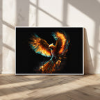 Fiery Phoenix Canvas Print | Ready to Hang Wall Art | Bold Fantasy Decor