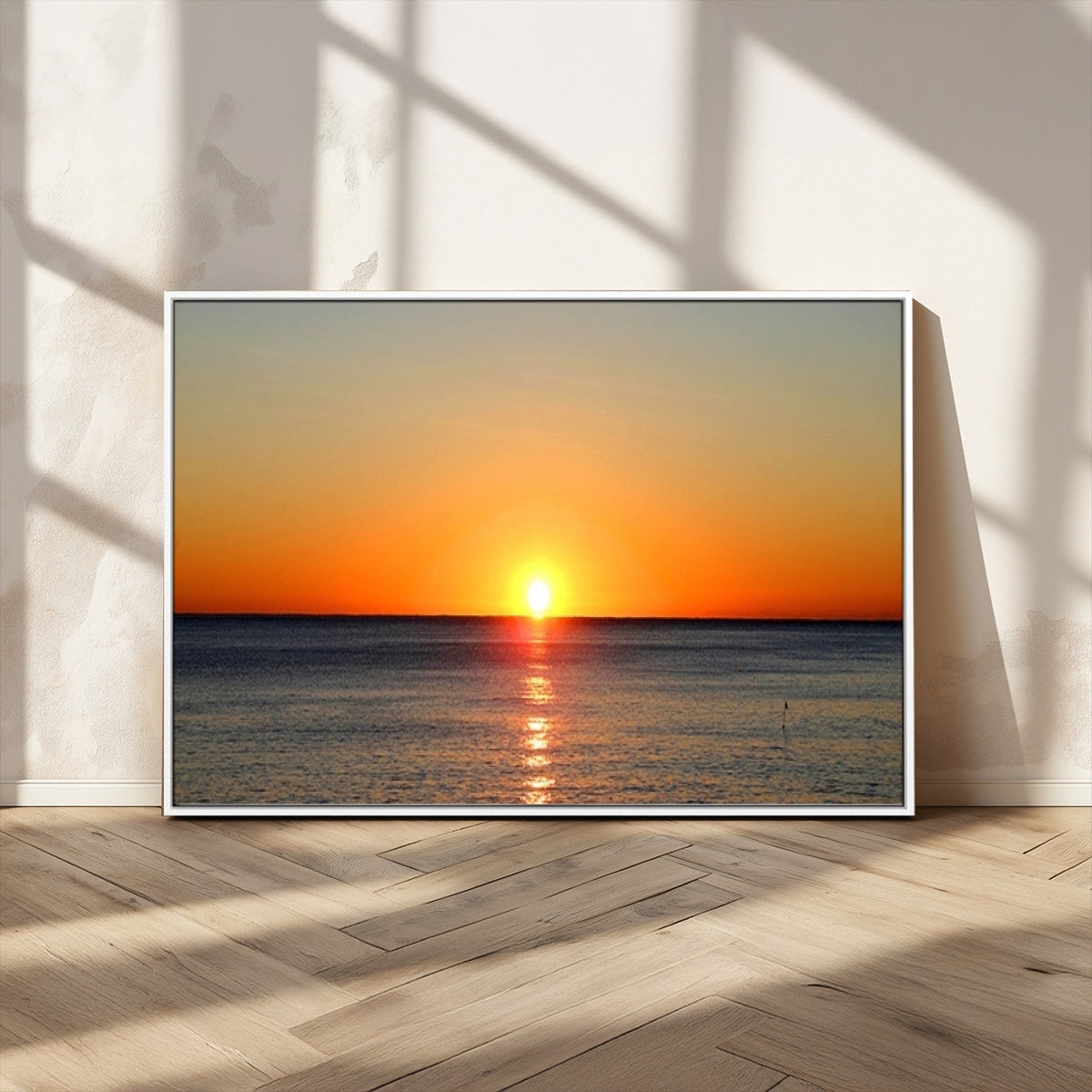 Golden Horizon Sunset Over Ocean Wall Art Canvas Print | Tropical Beach Canvas