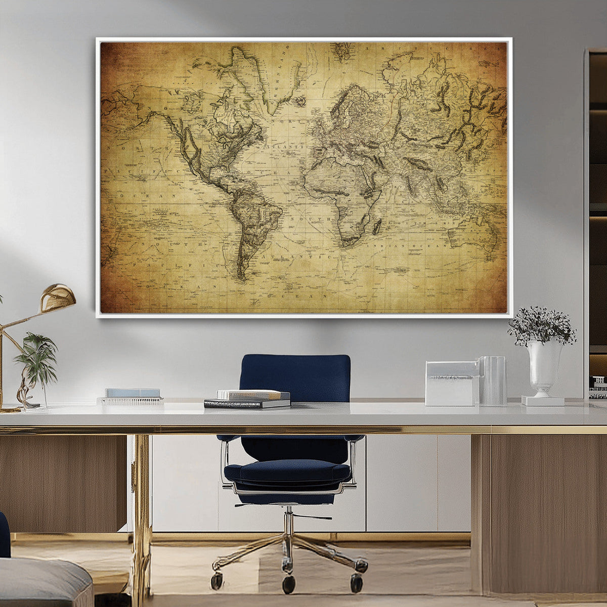 Push Pin World Map Canvas Print | Travel Tracker Wall Art