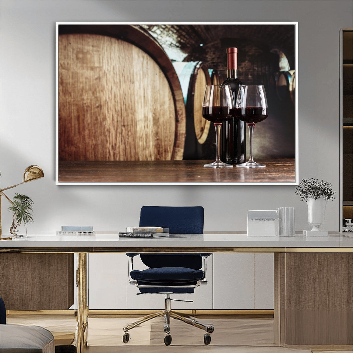 Wine and Barrel Wall Art Canvas Print