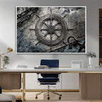 Ship Steering Wheel Vintage Wall Art Canvas Print