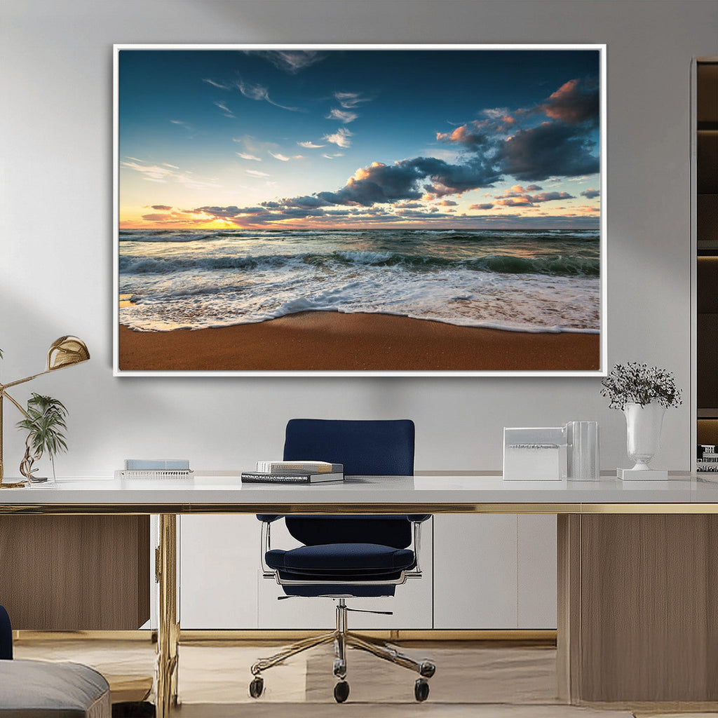 Ocean Beach Wall Art Canvas Print Sunset Artwork Print