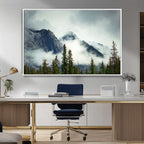 Mountain Mist Canvas Wall Art Print | 3-Panel Foggy Forest and Mountain Landscape