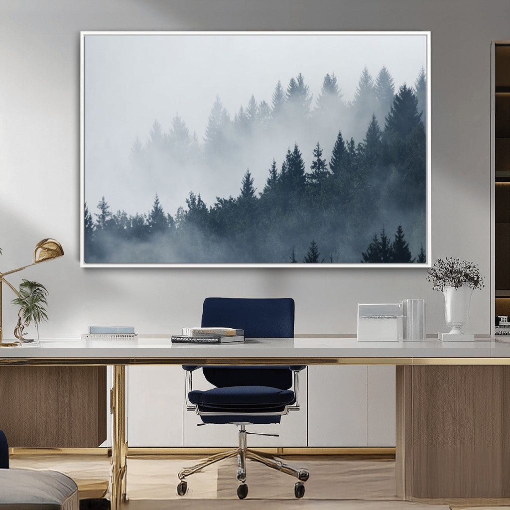 Foggy Pine Forest Wall Art Canvas Print