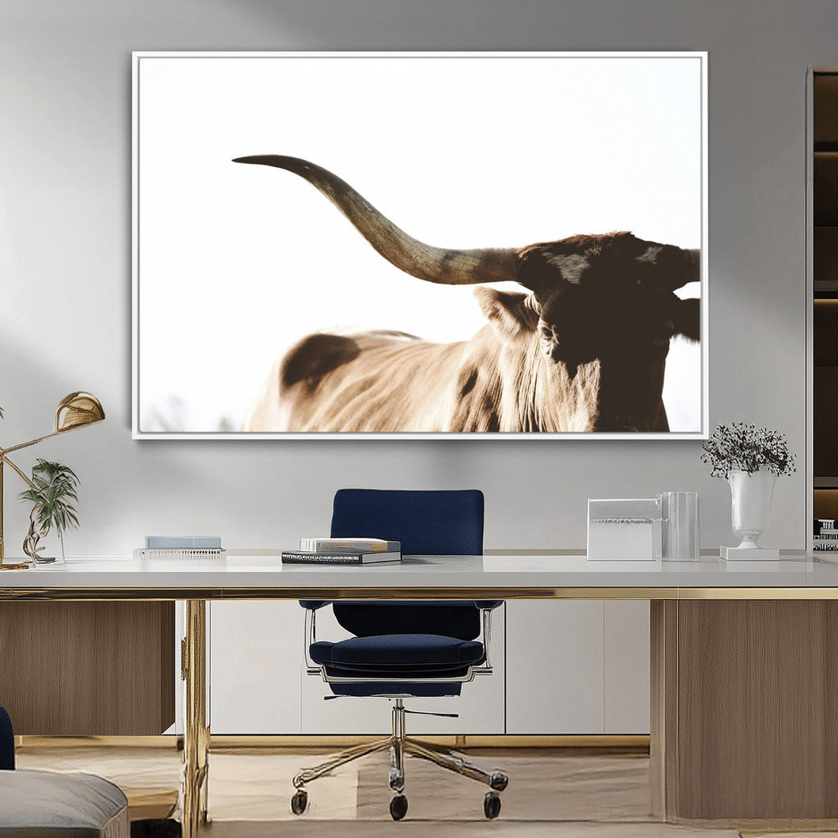 Texas Longhorn Wall Art Canvas Print, 3-Panel