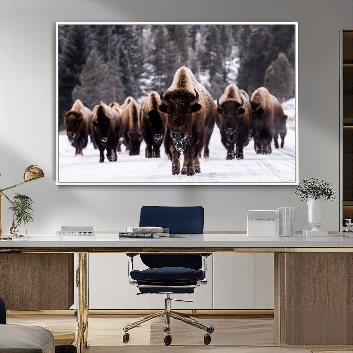 Bison Wall Art Canvas Print, Bison Herd Canvas Wall Art