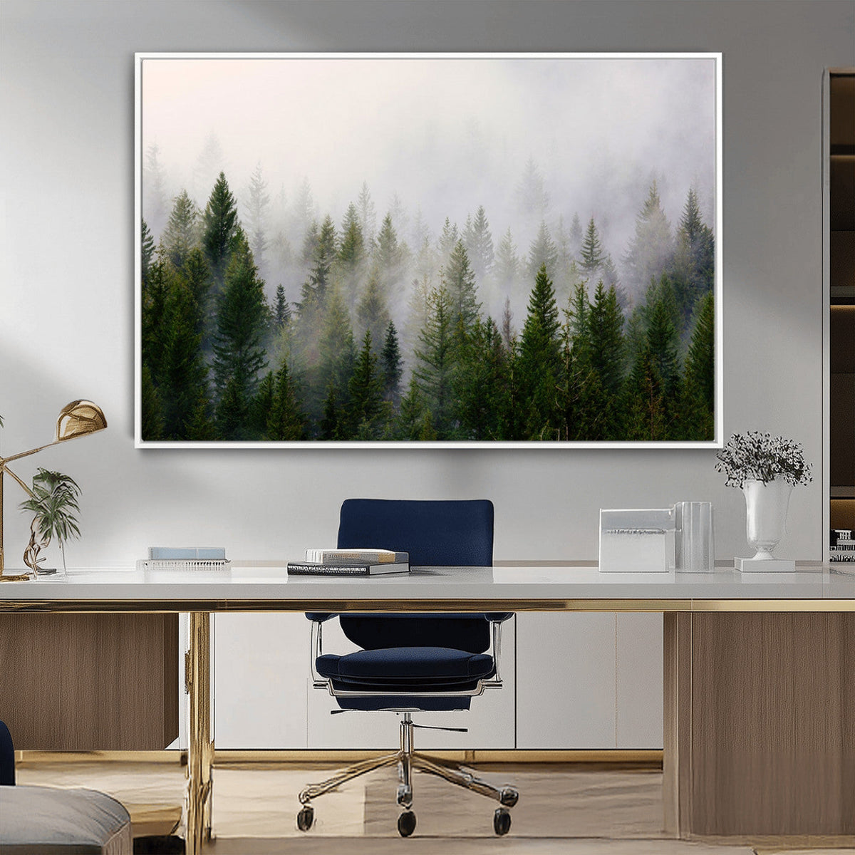 Forest Wall Art Canvas Print | Foggy Forest Wall Art | Pine Wood Forest Print