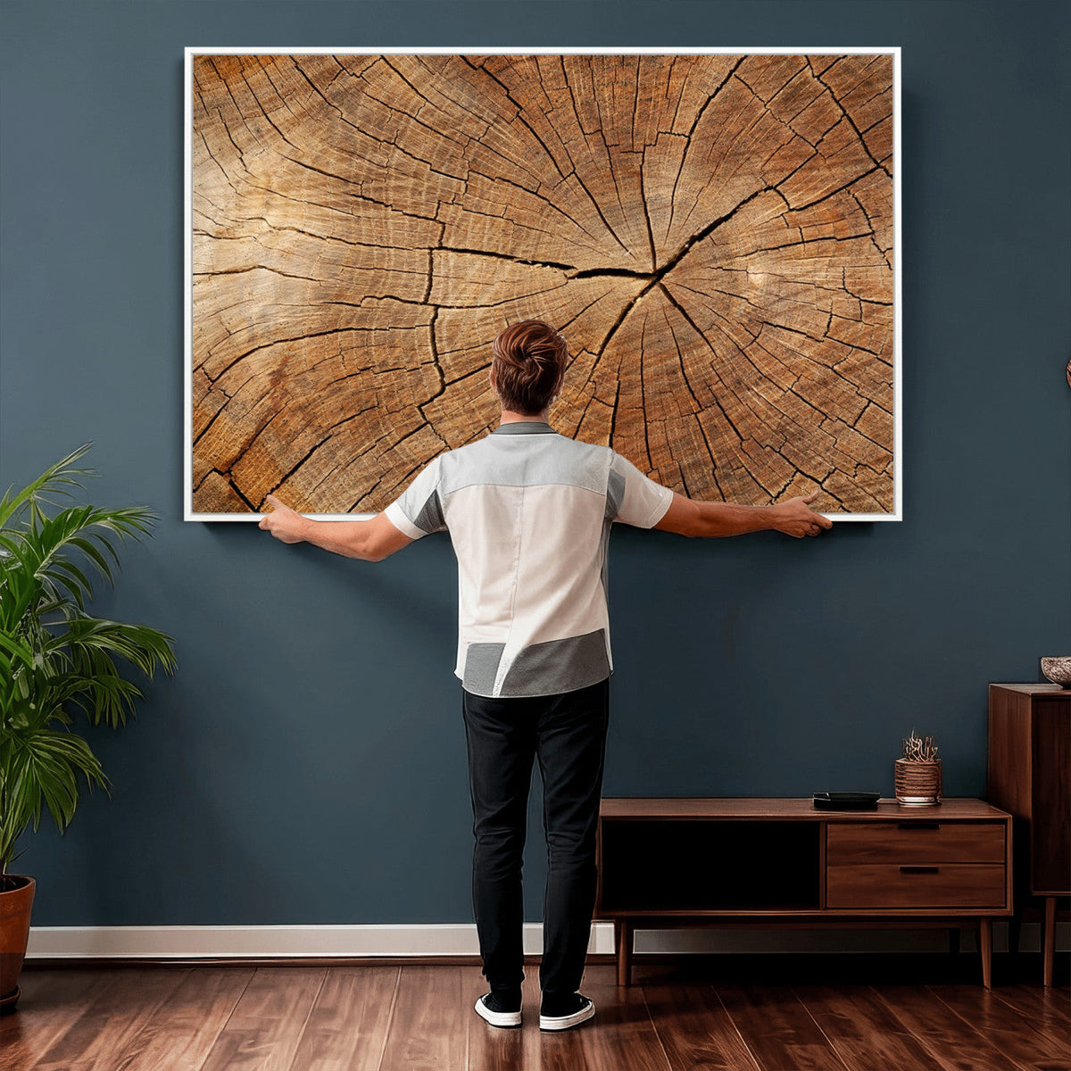 Tree Ring Canvas Art, Rustic Wood Grain Wall Art, Tree Slice Decor for Modern Homes